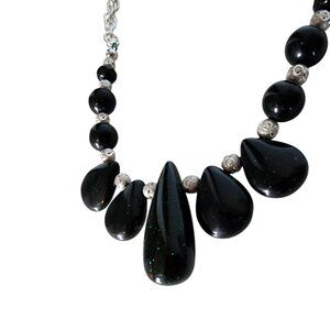 *HP* NWT Emerald Green Goldstone & Sterling Silver Necklace